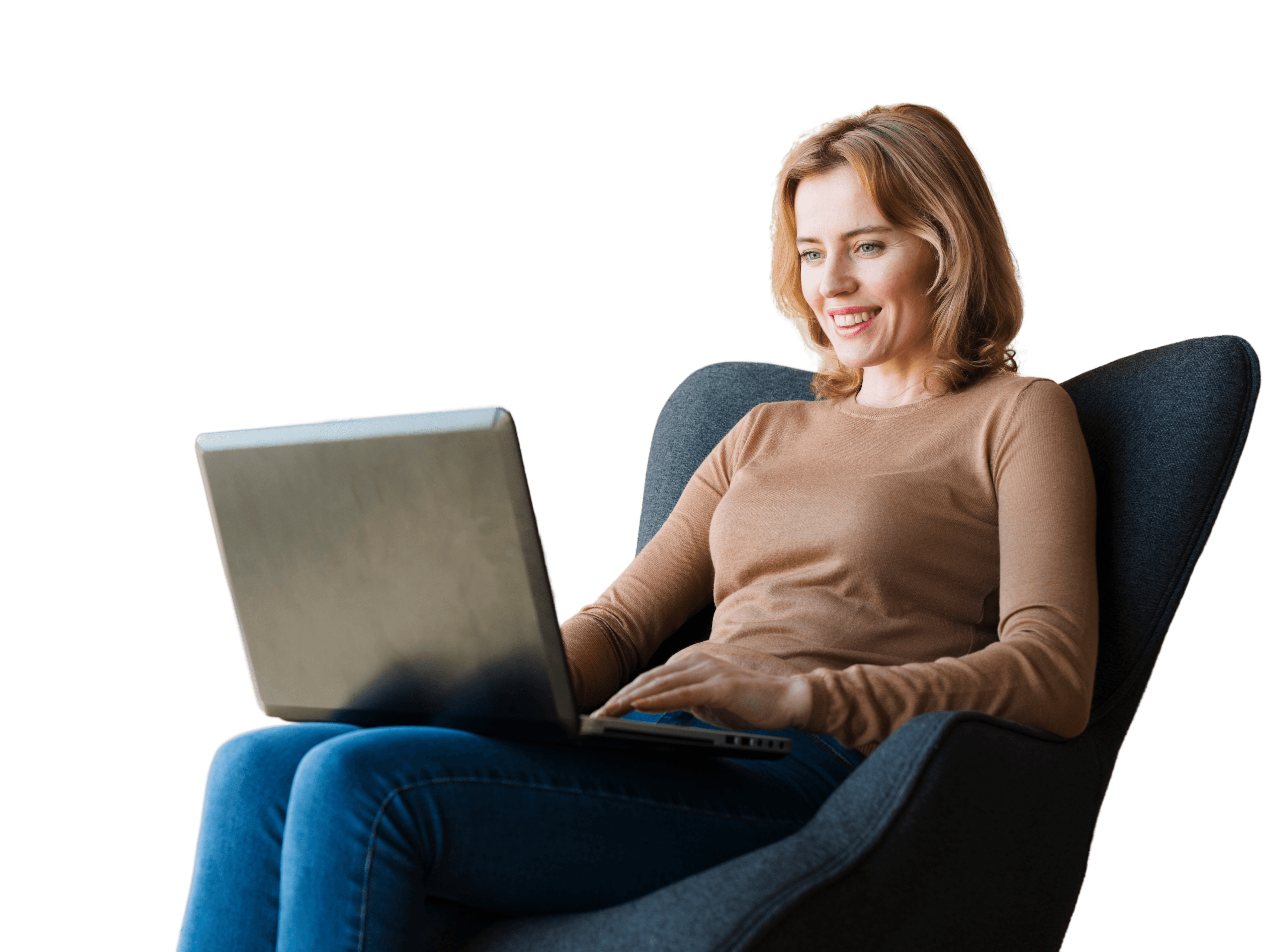 Vrouw die op een laptop werkt